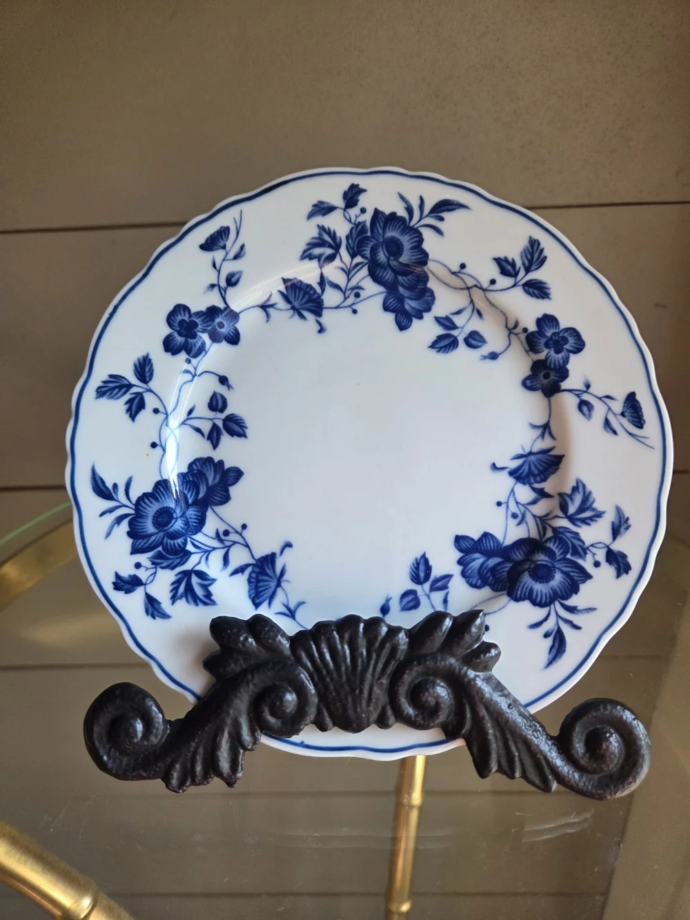 Royal Meissen White Porcelain Bread Plate with Blue Floral Motif